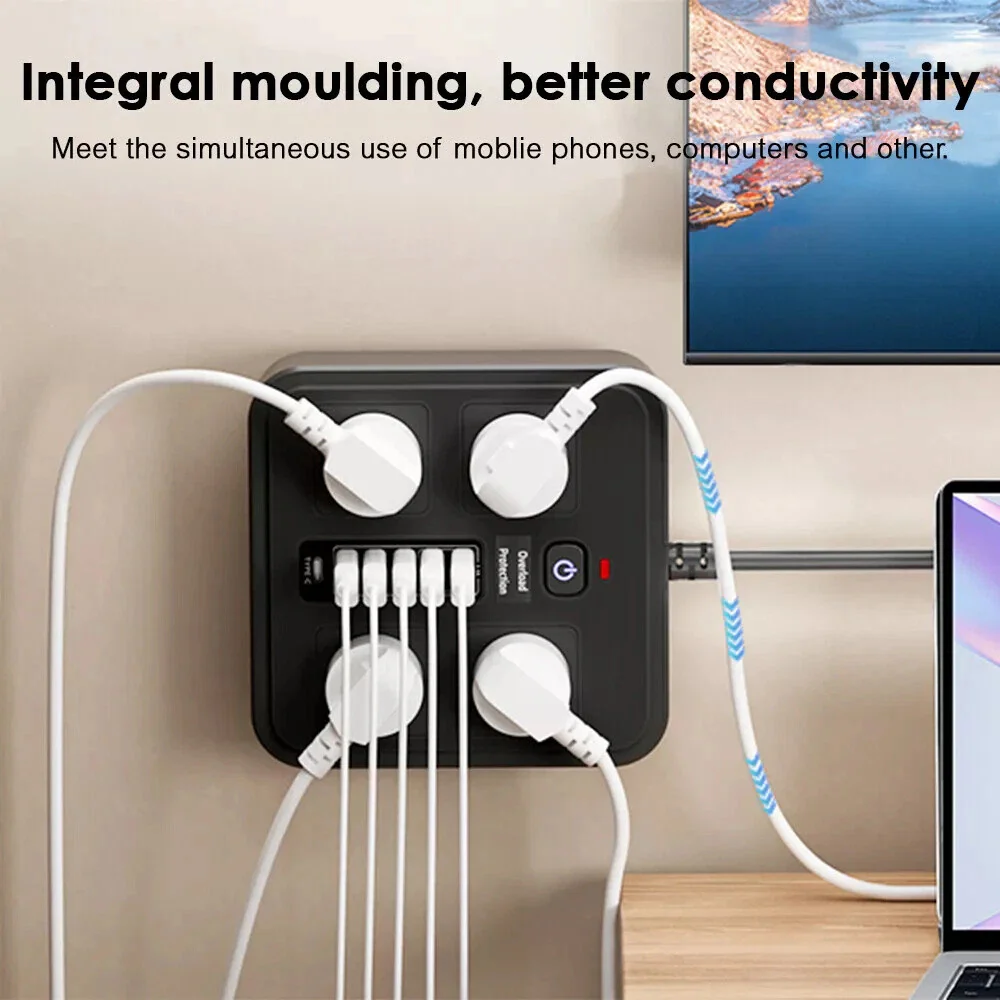 Surge Protector Power Strip – 4 Outlets, USB-A & USB-C Ports, Individual Switches - Image 4