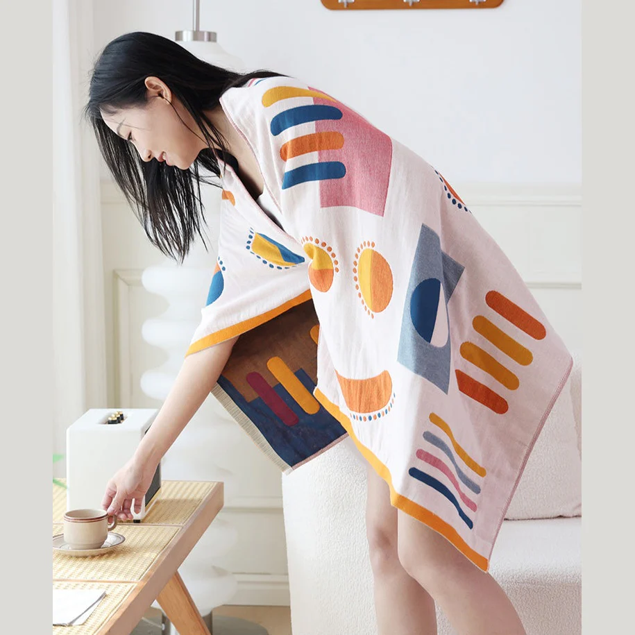 Pure Cotton Bath Towel – 4-Layer, Absorbent, Lint-Free, All-Cotton Household Bath Wrap - Image 3