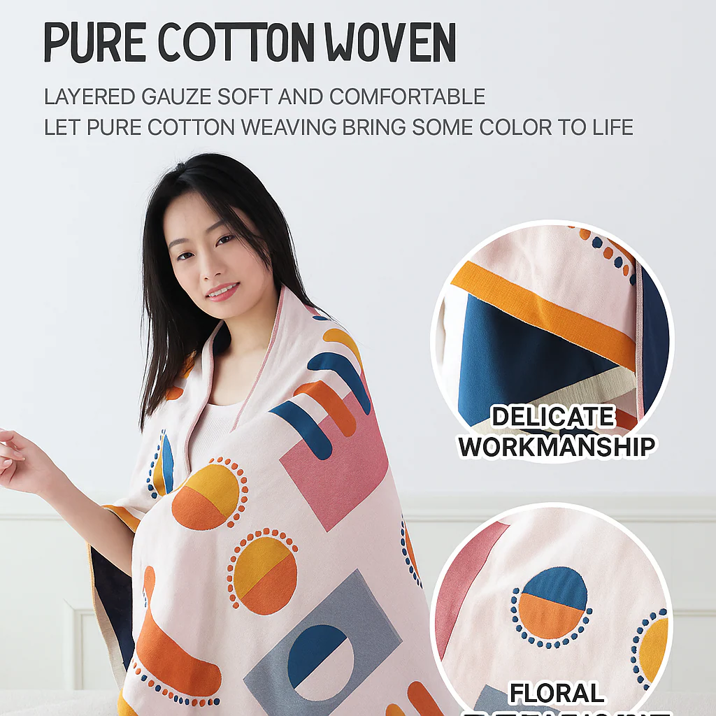 Pure Cotton Bath Towel – 4-Layer, Absorbent, Lint-Free, All-Cotton Household Bath Wrap - Image 4
