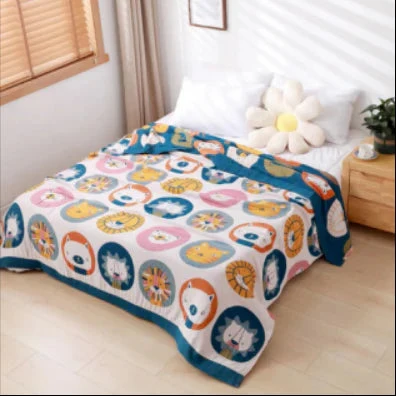 Four-Layer Cotton Gauze Towel Blanket – 100% Cotton, Soft, Lightweight, Summer Throw for Adults - Image 2