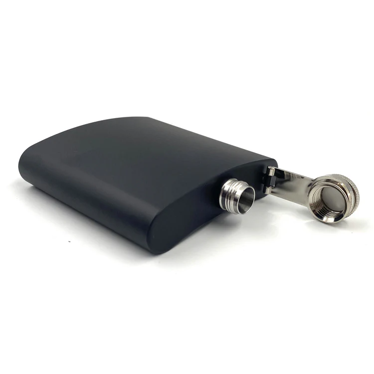 8 oz Black Enamel Stainless Steel Hip Flask - Portable Outdoor Whiskey Flask for Camping & Travel (Wholesale) - Image 2