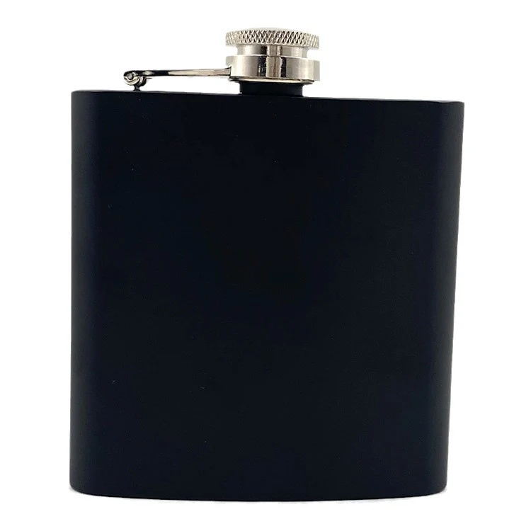 8 oz Black Enamel Stainless Steel Hip Flask - Portable Outdoor Whiskey Flask for Camping & Travel (Wholesale) - Image 4