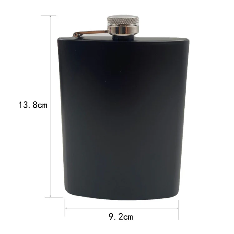 8 oz Black Enamel Stainless Steel Hip Flask - Portable Outdoor Whiskey Flask for Camping & Travel (Wholesale) - Image 5