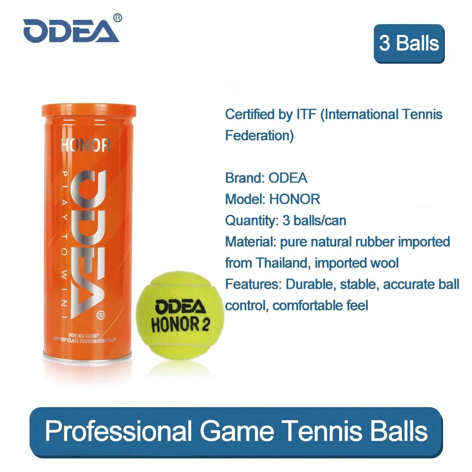 ODEA Honor Tennis Balls (Competition level, ITF approved) - Image 3