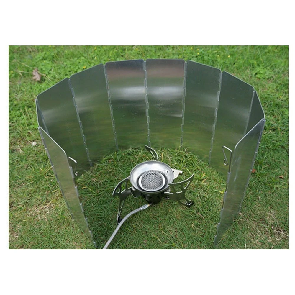 9 Plates Outdoor Foldable Cooker BBQ Gas Stove Windshield Windproof Screen Camp - Image 10