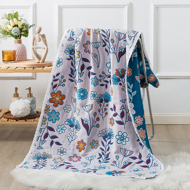 All Cotton Lace Bath Towel - Lace Gauze Women's Adult Home Pure Cotton Bath Wrap Towel Absorbs Water Quickly And Dries Quickly