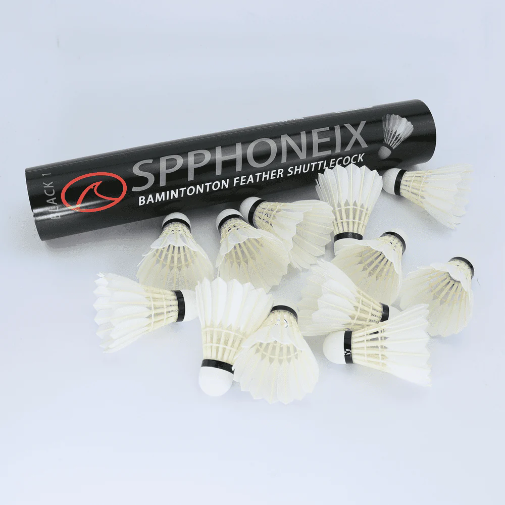 SPPHONEIX Black Badminton Shuttlecocks Goose Feather 12PCS (Tournament LEVEL) - Image 9