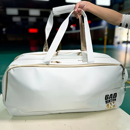 JNM Badminton Sport Bag (BAG - 004)White Large Capacity 9PC - Image 2