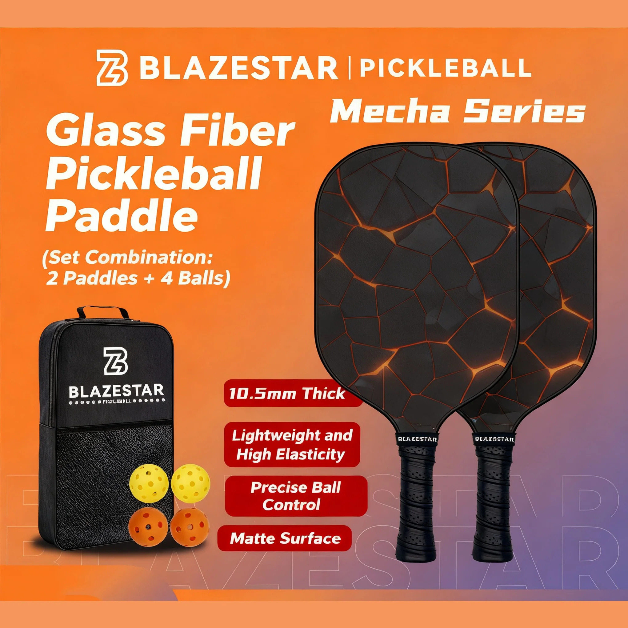 BLAZESTAR Fiberglass Pickleball Paddle Set for Beginners and Training - Image 9