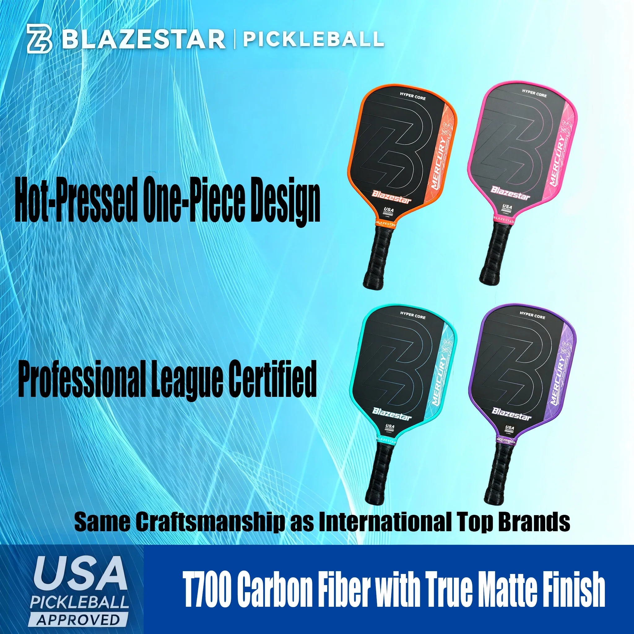 BLAZESTAR Professional Competitive Pickleball Paddle – Hot-Pressed T700 Carbon Fiber - Image 2