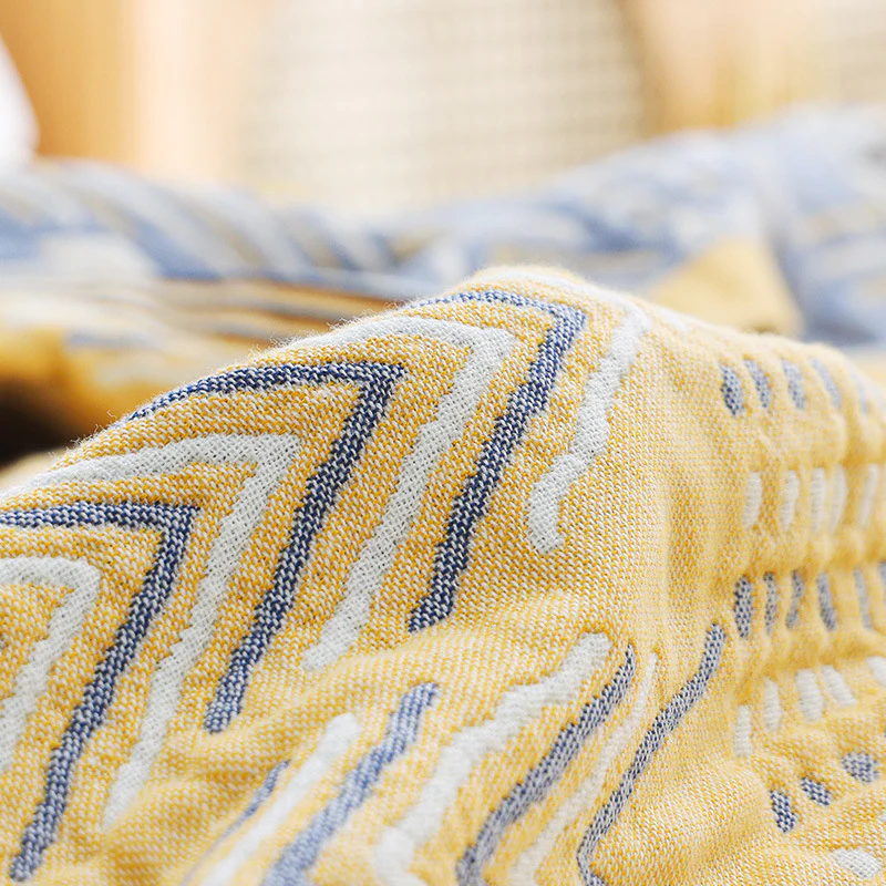 Bohemian Pure Cotton Quilt - Four-Layer Gauze Towel Quilt Sofa Cushion Full Air Conditioning Thin Cover Blanket - Image 4