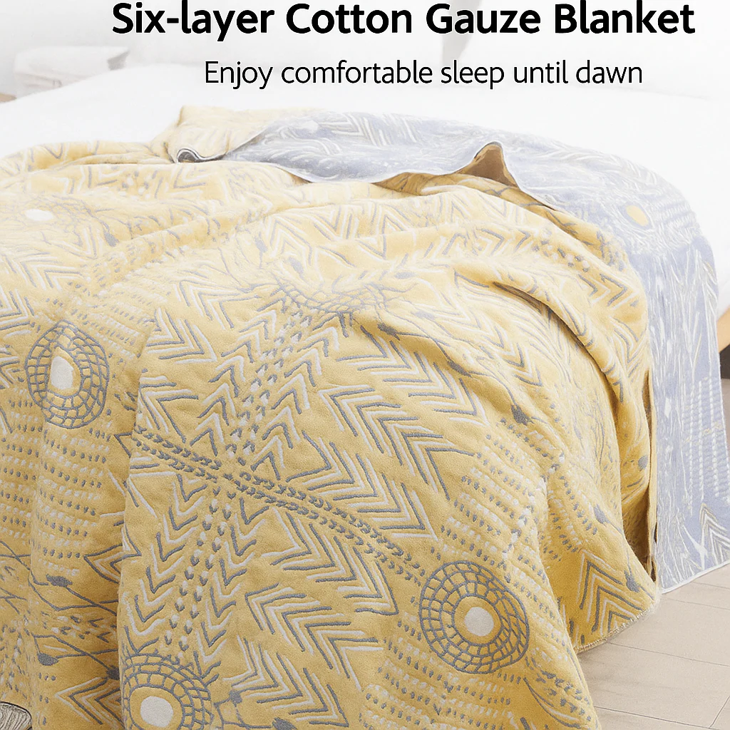 Bohemian Pure Cotton Quilt - Four-Layer Gauze Towel Quilt Sofa Cushion Full Air Conditioning Thin Cover Blanket - Image 5
