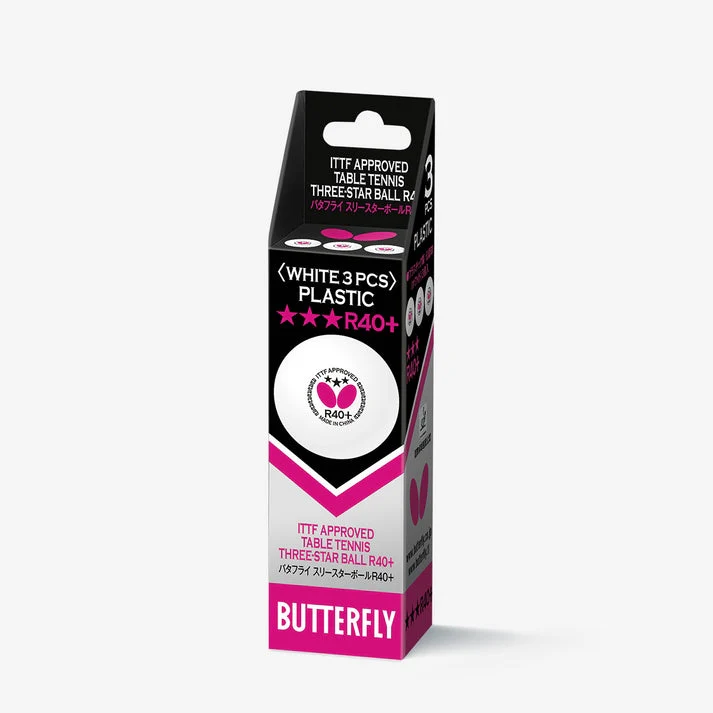 Butterfly 3 Star Table Tennis Balls R40+ White - Image 2