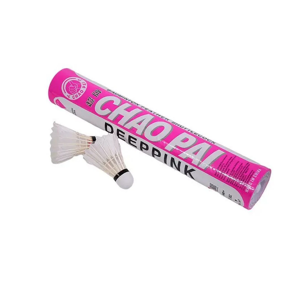 CHAOPAI 12 PCS Pink Chao Pai Goose Feather Badminton Shuttlecock