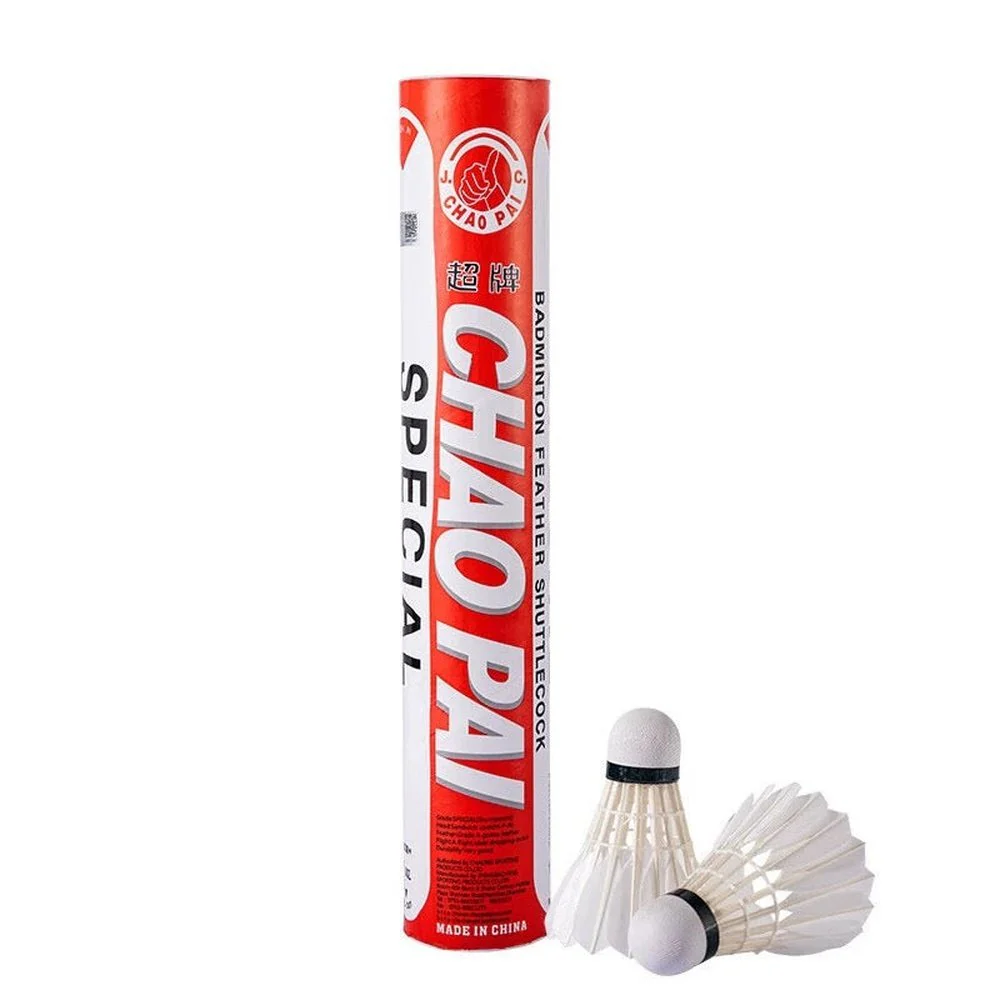 CHAOPAI 12 PCS Red Chao Pai BWF Approve Goose Feather Badminton Shuttlecock