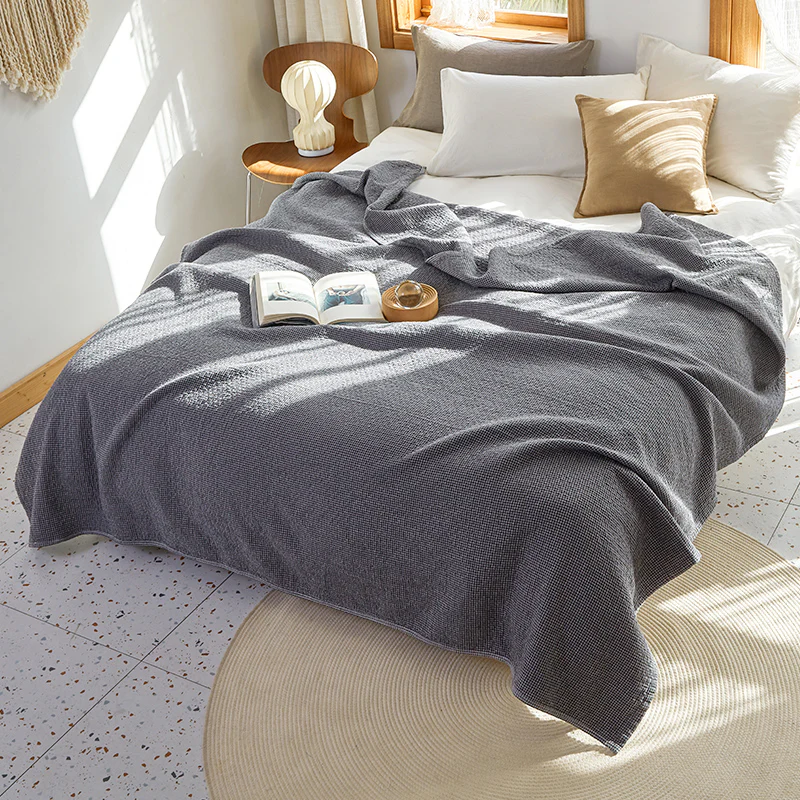 Cotton Gauze Blanket – 4-Layer Checkered, 100% Cotton, Lightweight Summer Throw for Single & Double Beds