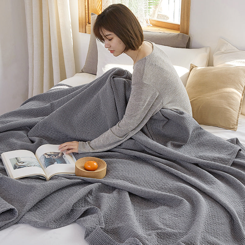 Cotton Gauze Blanket – 4-Layer Checkered, 100% Cotton, Lightweight Summer Throw for Single & Double Beds - Image 6