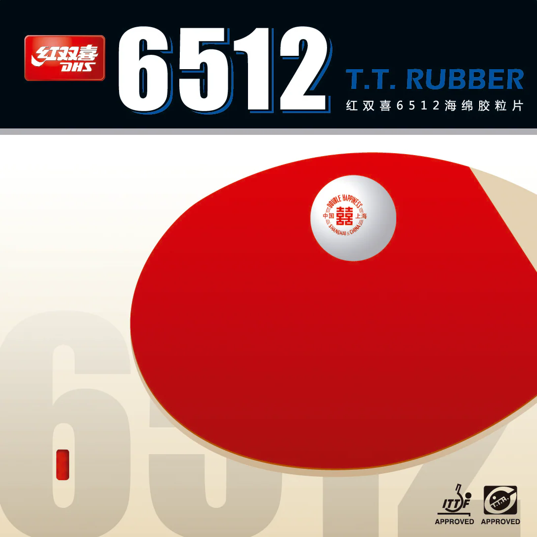 DHS 6512 Classic Sticky Elastic Table Tennis Rubber - Red