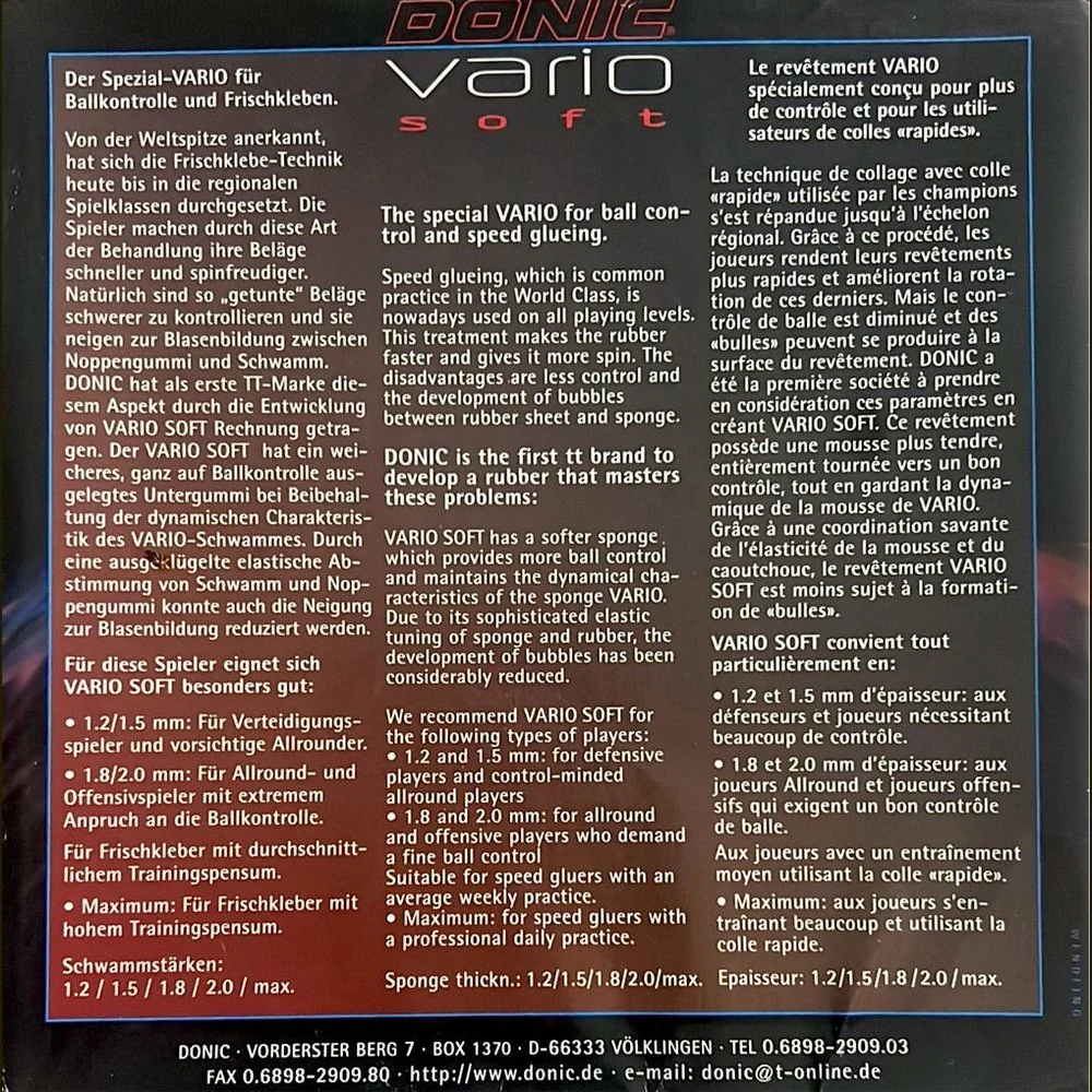 Donic Vario TABLE TENNIS RUBBER Made in Japan - RED - Image 4