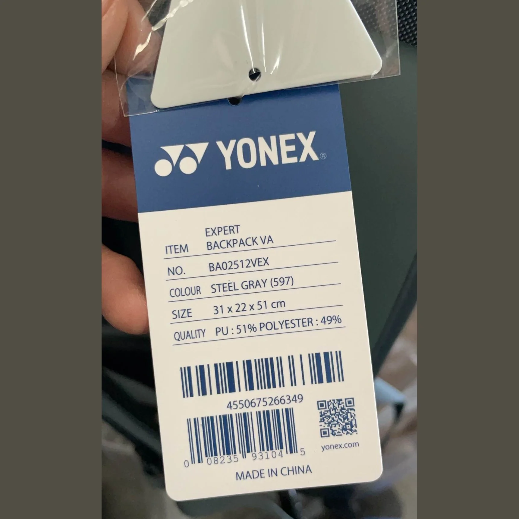 YONEX Expert Badminton/ Tennis Backpack VA Collection BA02512VEX Steel Gray Badminton Bag - Image 3