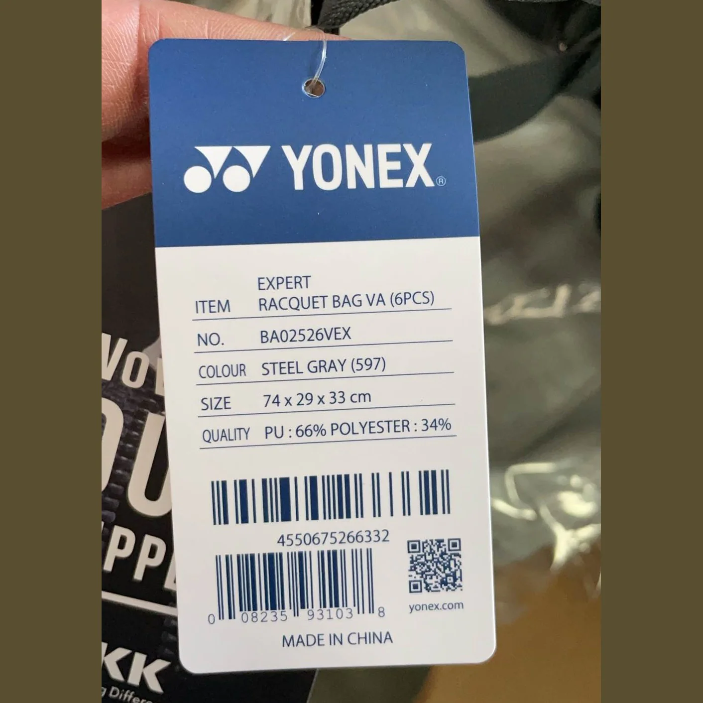 YONEX Expert Racquet Bag VA Viktor Axelsen Collection BA02526VEX Steel Grey - Image 3