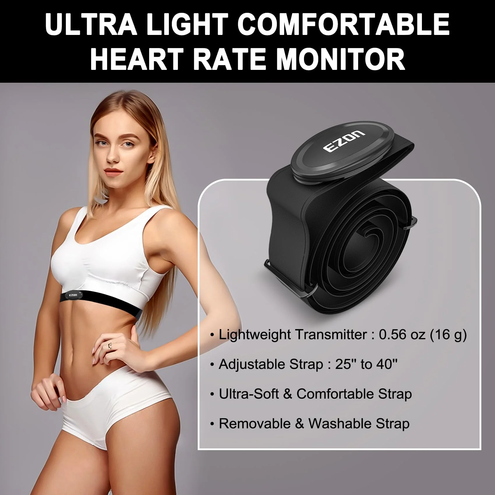 EZON C009 Pro Heart Rate Monitor | ANT+ & Bluetooth 5.1 | Waterproof | Wahoo Compatible - Image 5