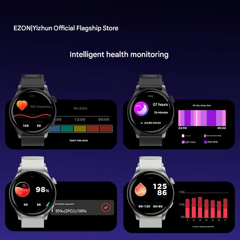 EZON Smartwatch Bluetooth Calls, Payment, Music, Heart rate, Sleep, Blood Oxygen, and Exercise S8 - Image 4