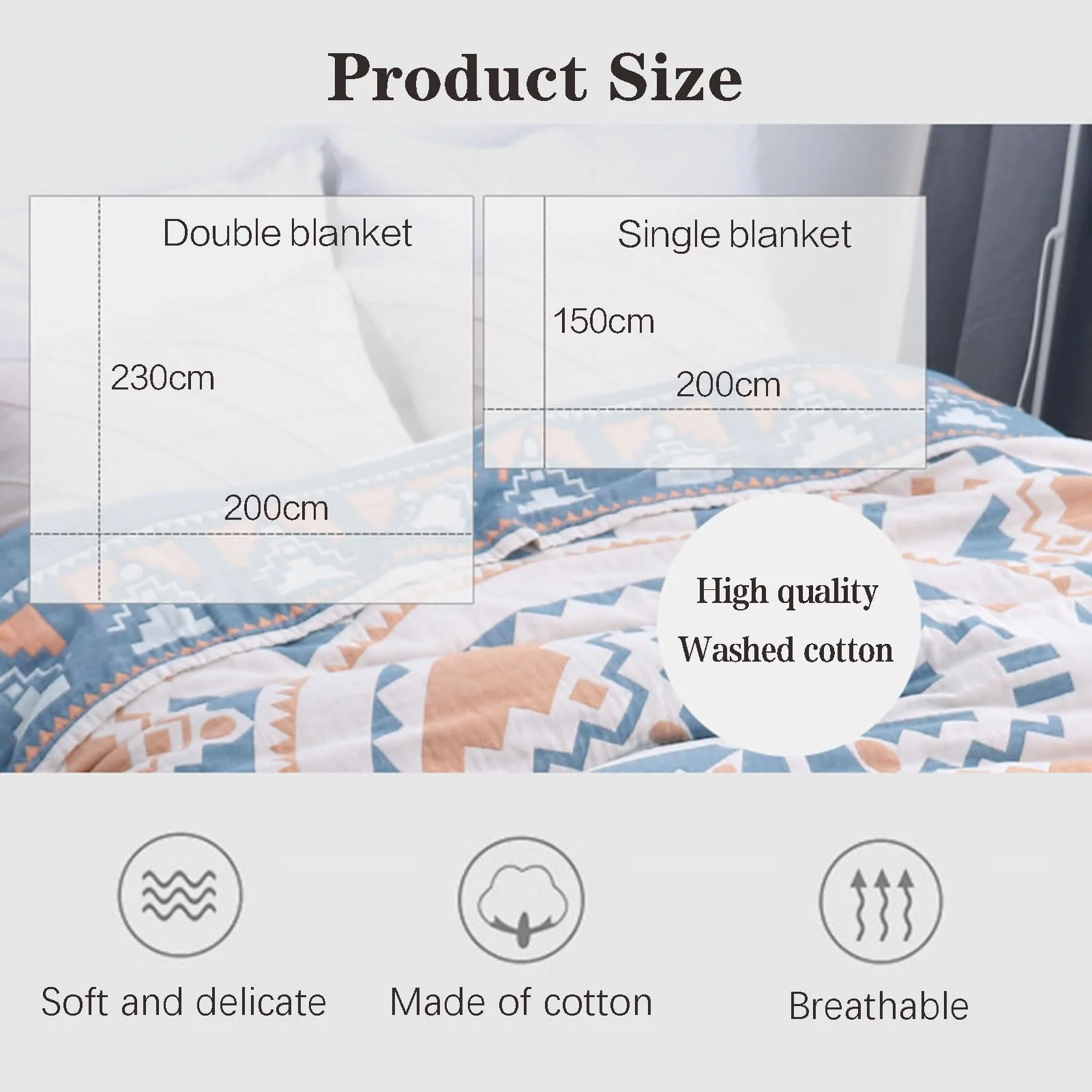 Gauze Cotton Towel Blanket – 100% Cotton, Soft, Lightweight, Summer Throw & Air-Conditioning Blanket - Image 7