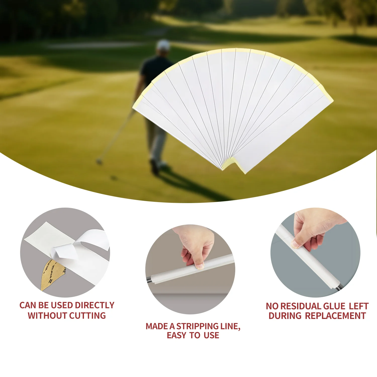 SPPHONEIX Golf Replacement grip Tape PreCut Double Sided Golf Club Grip Tape 26.2 x 5 cm 15 Pieces,30 Pieces - Image 4