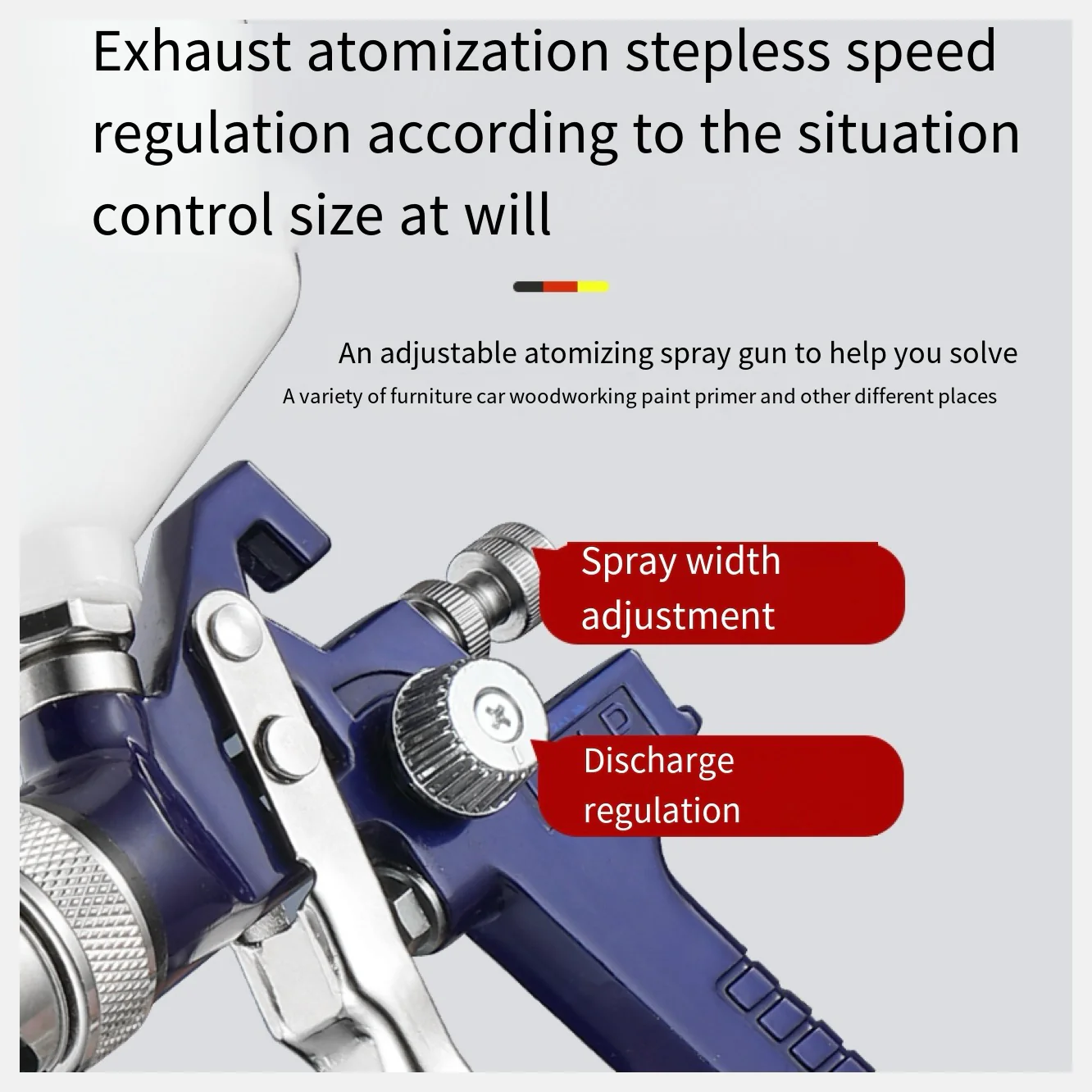 Gravity Paint Spray Gun – 100ml Aluminum Tank, Non-Drip Design, Model H2000 - Image 3