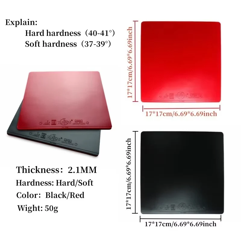 KOKUTAKU 2.1mm Thickness Table Tennis Rubber - Red - Image 3