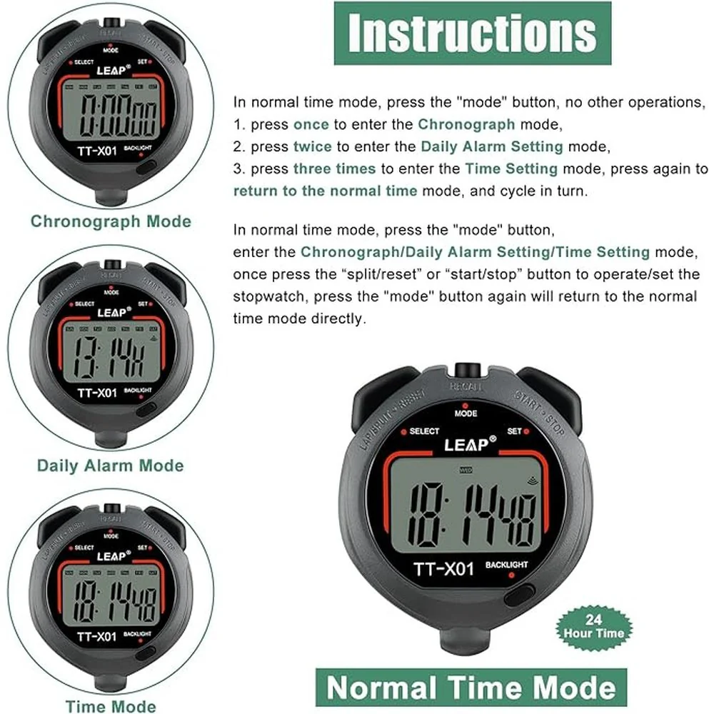 LEAP Digital Stopwatch Timer Large Display Stopwatch TT - X01 - Image 2