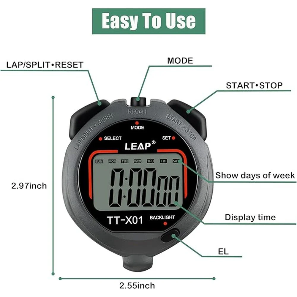 LEAP Digital Stopwatch Timer Large Display Stopwatch TT - X01 - Image 3