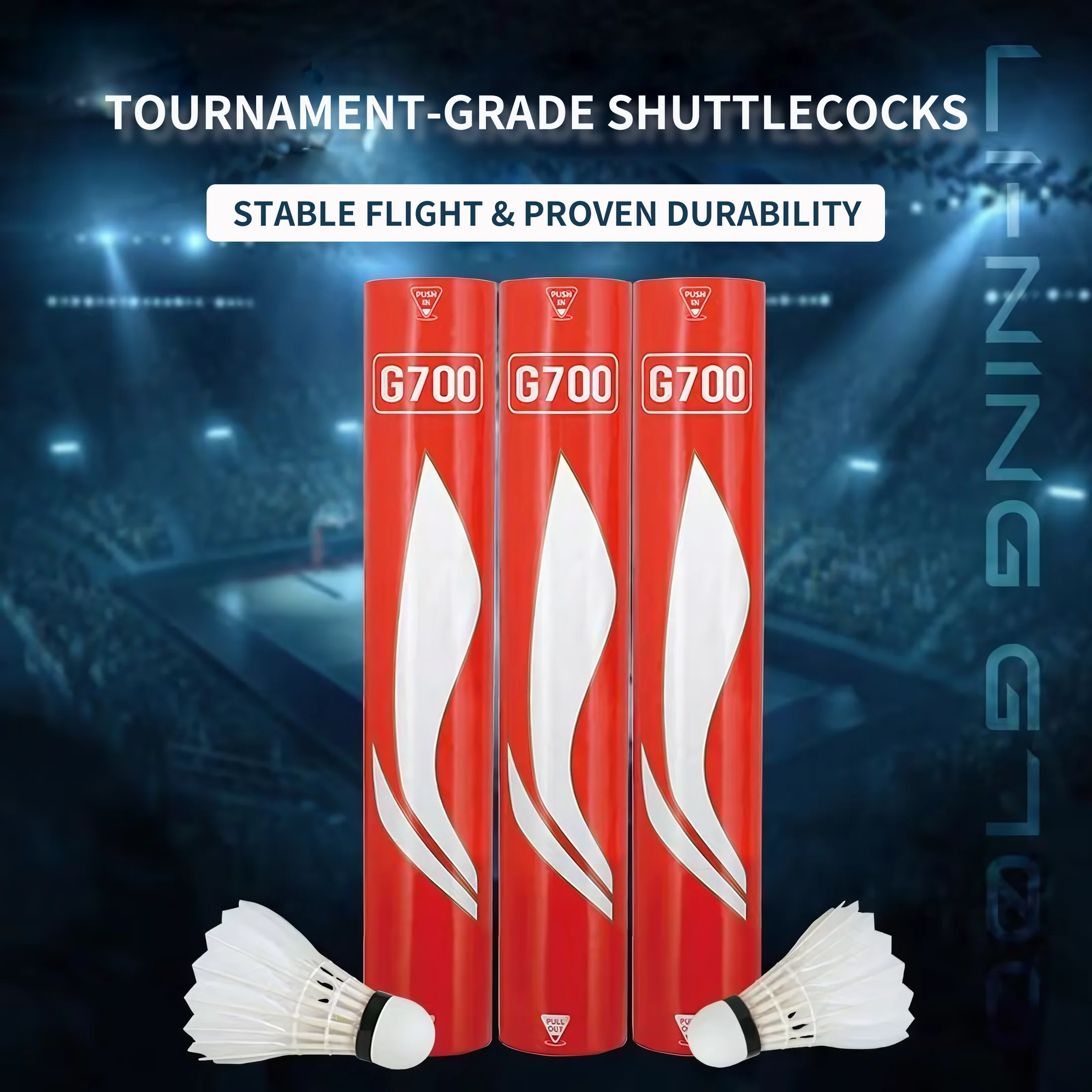 LI NING 12 PCS Goose Badminton Shuttlecock Competitive Play G700 - Image 2