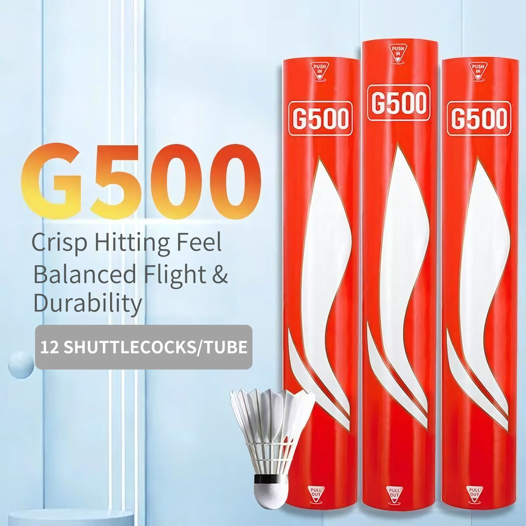 LI NING 12 PCS Goose Badminton Shuttlecock Competitive G500