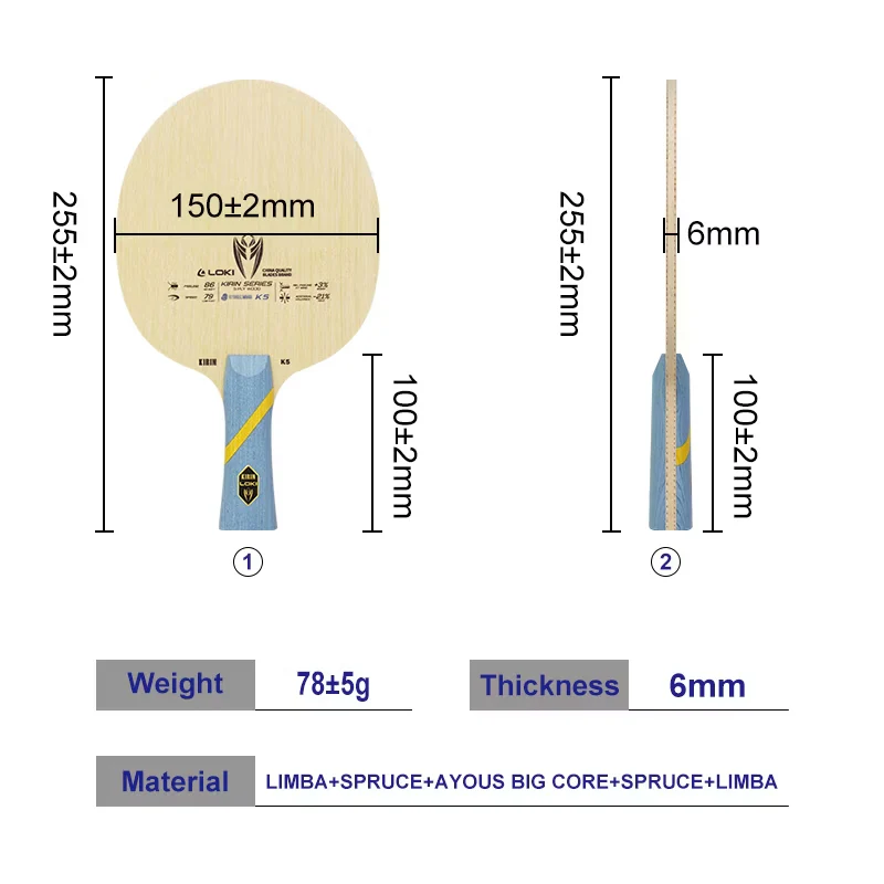 LOKI K5 5-Layer Solid Wood Table Tennis Blade - Image 4