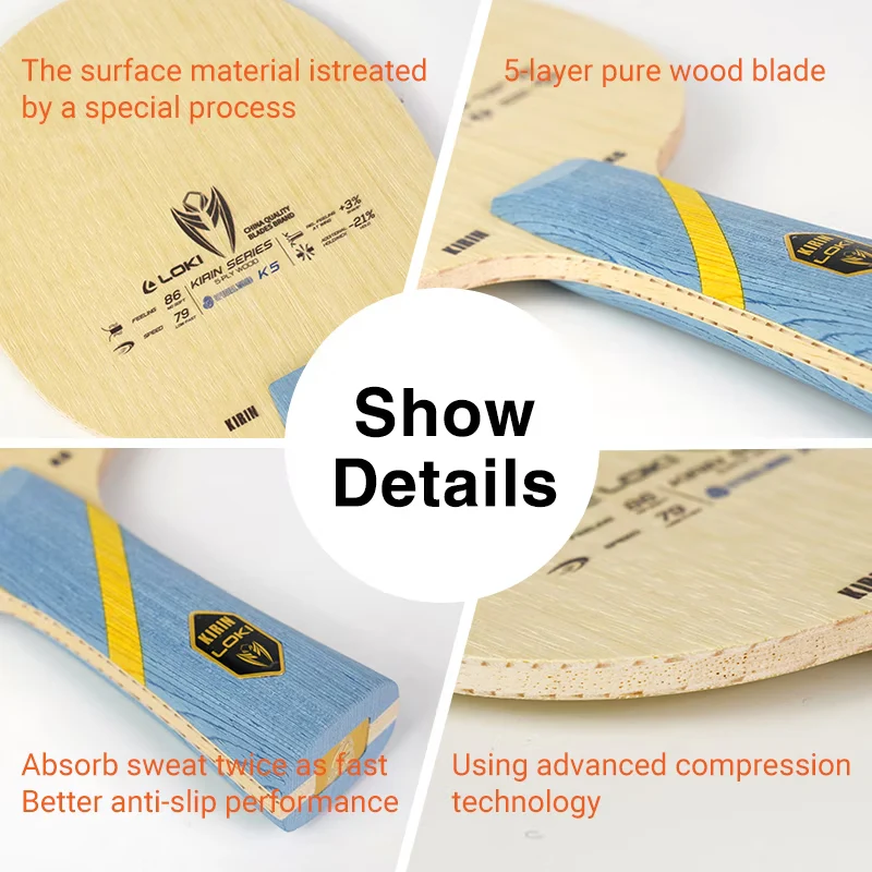 LOKI K5 5-Layer Solid Wood Table Tennis Blade - Image 5