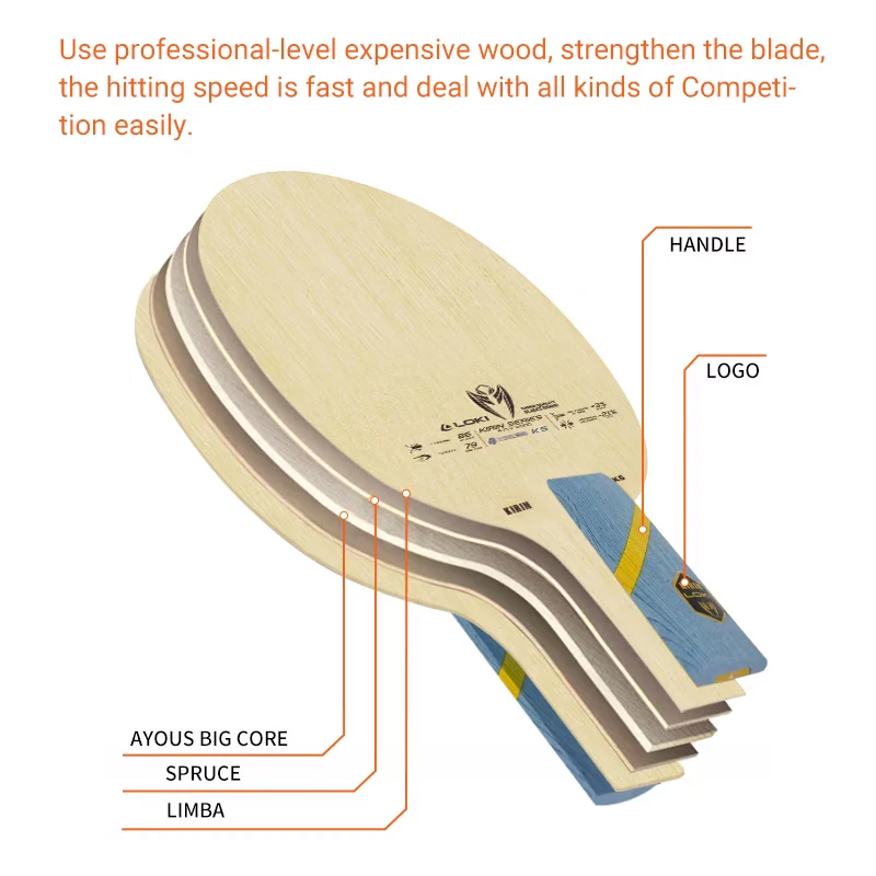 LOKI K5 5-Layer Solid Wood Table Tennis Blade - Image 6