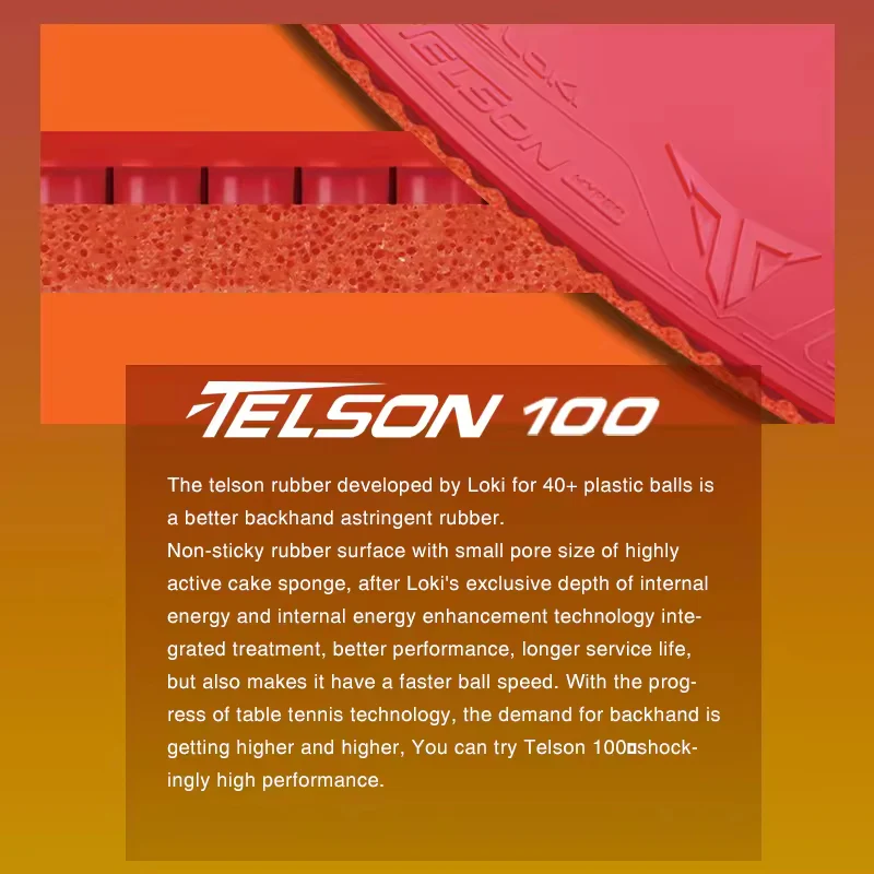 Loki Telson 100 High Quality Table Tennis Rubber - Red - Image 2