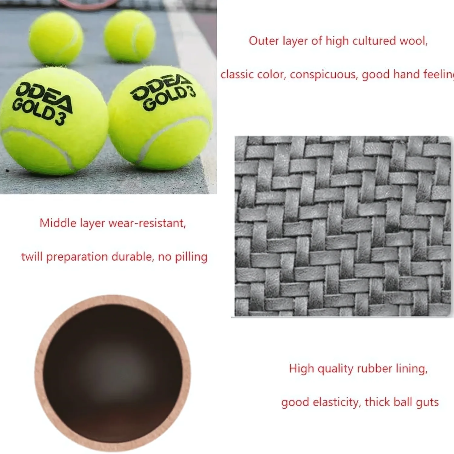 ODEA Gold Training Tennis Balls (Rebound 140 - 148CM ITF) 60 Pcs - Image 6