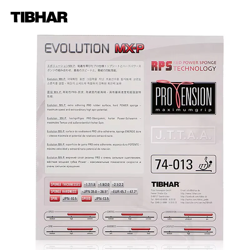 Tibhar Original Tibhar MX-S 52.5 Hardness Table Tennis Rubber Tensor - Red - Image 2