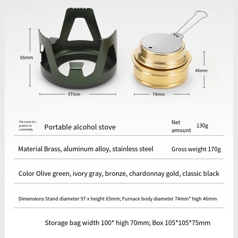 Outdoor Alcohol Stove Kit Camping Stove Safety Lightweight Portable Gold Stove - Image 4