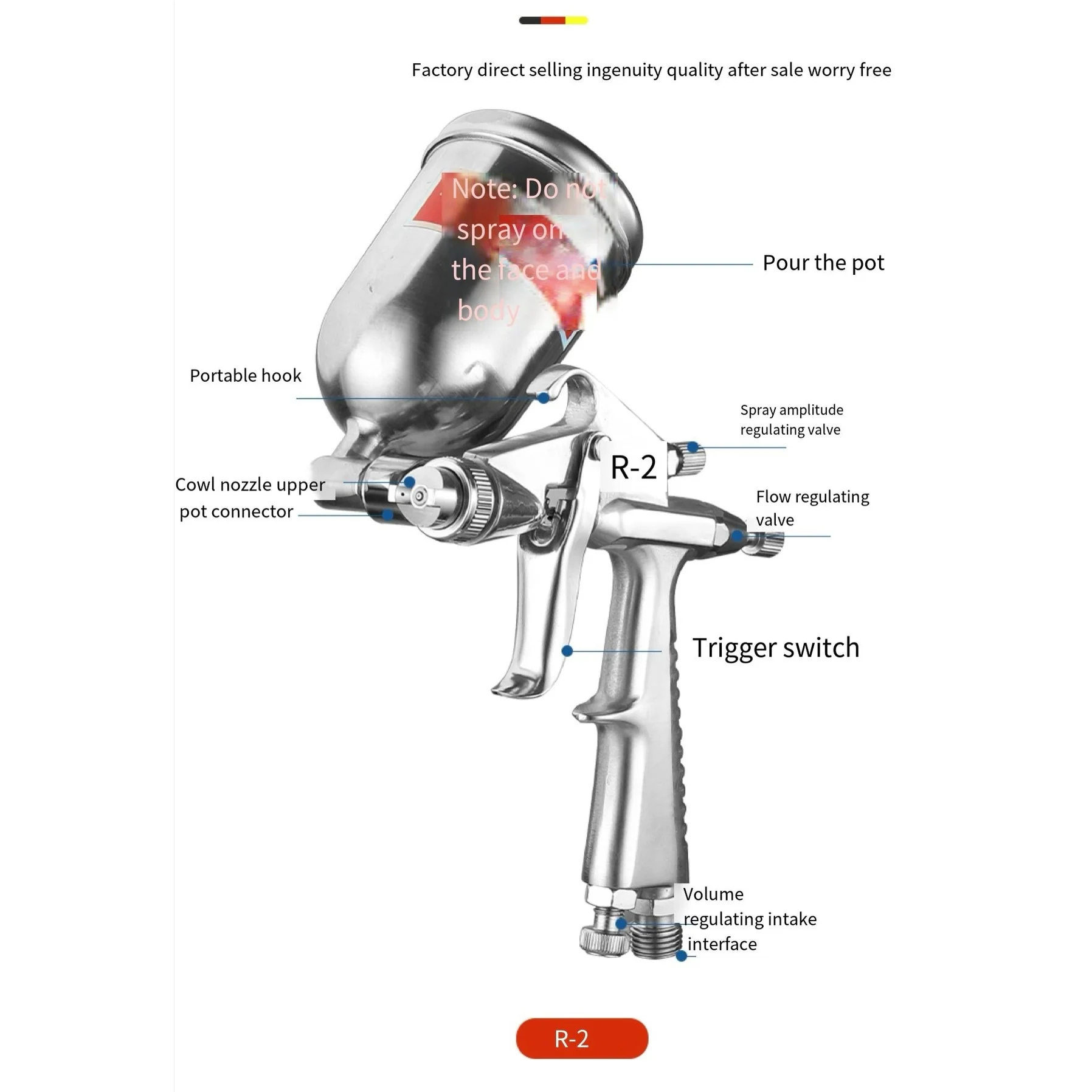 Pneumatic Paint Spray Gun – 200ml Cup, Easy to Clean, Model R2 - Image 9