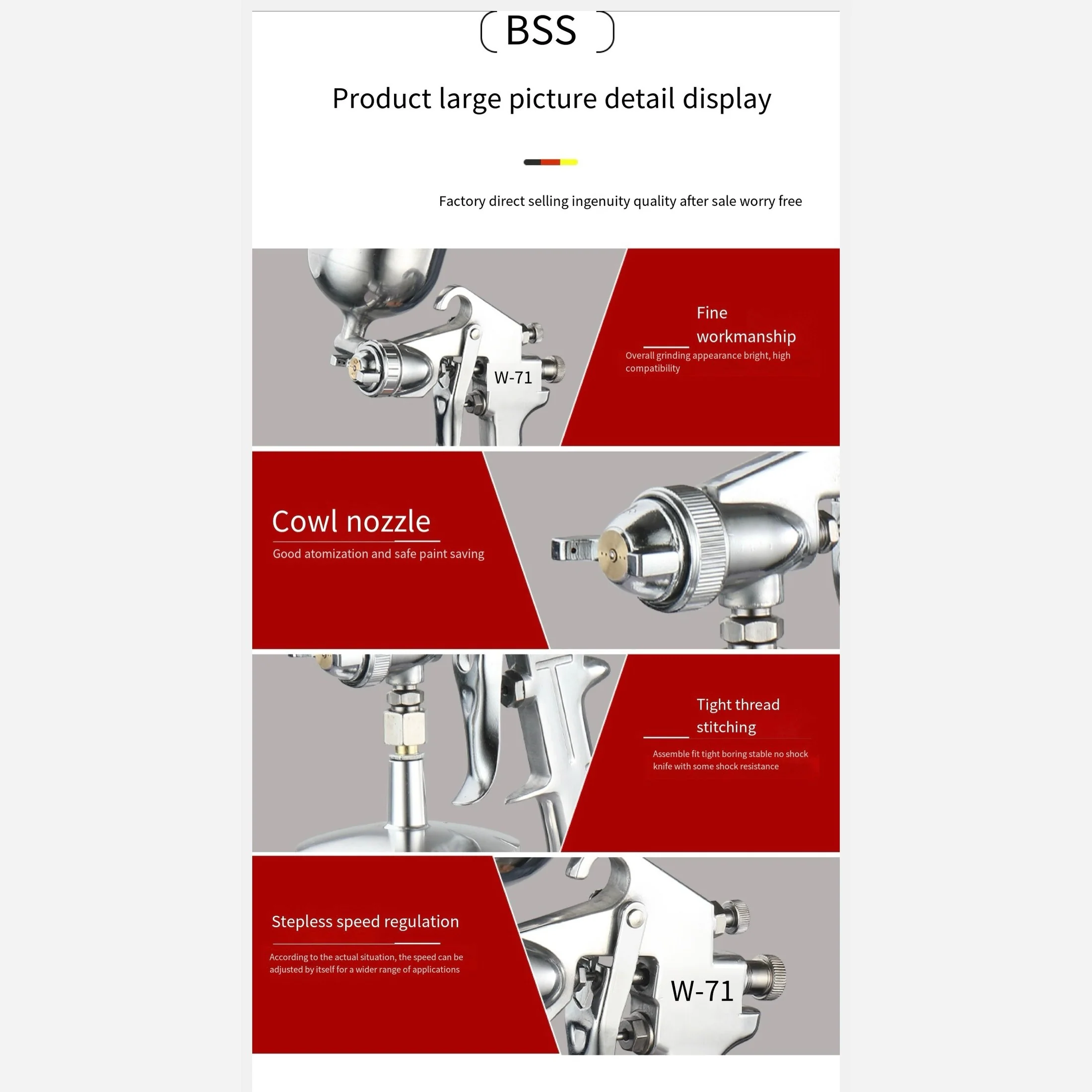 Pneumatic Paint Spray Gun – 400ml Top Cup, High Atomization, Model F75G - Image 12
