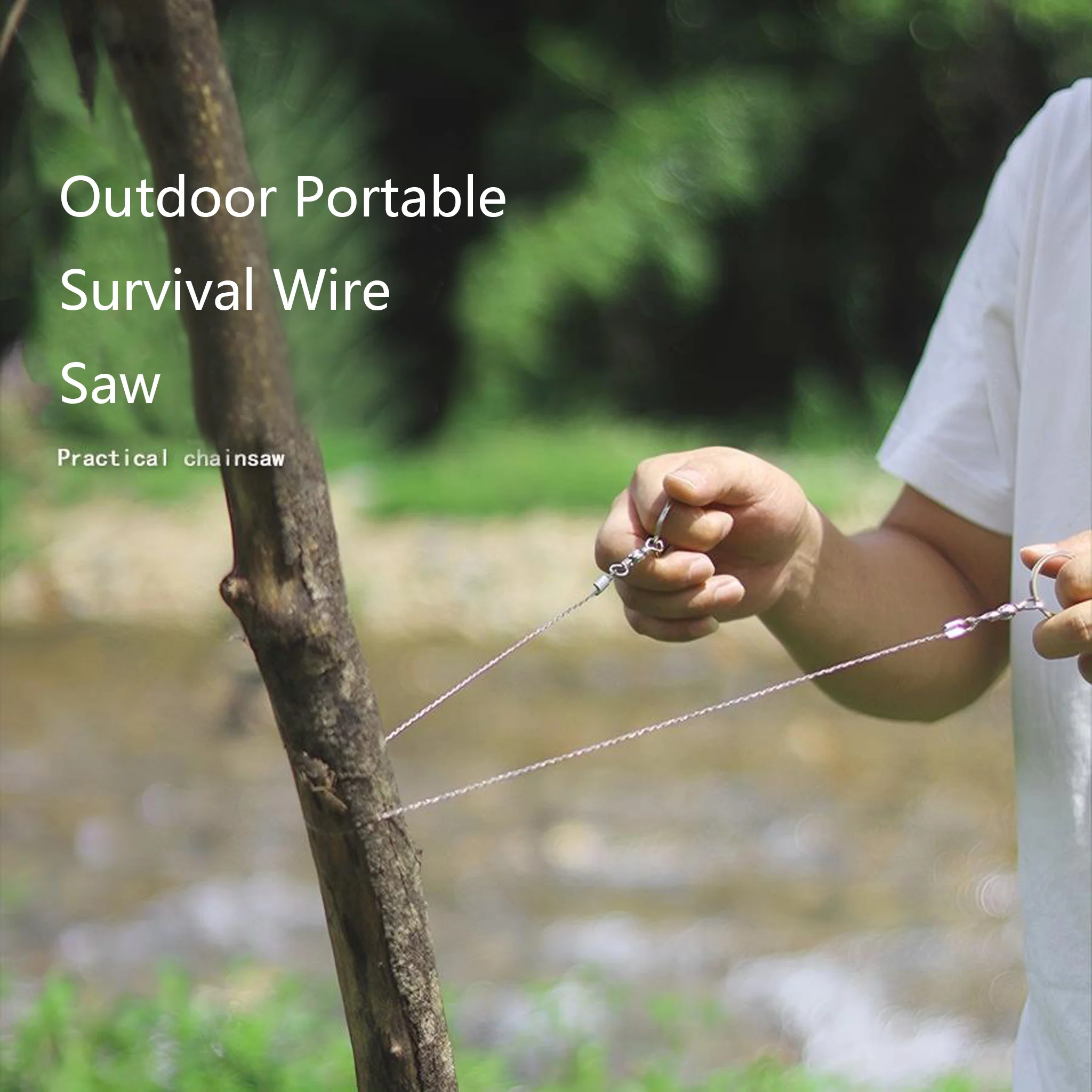 Portable Loop Survival Wire Saw - 4-Strand Steel Chain Saw for Outdoor Emergency (OPP Packaged) - Image 2