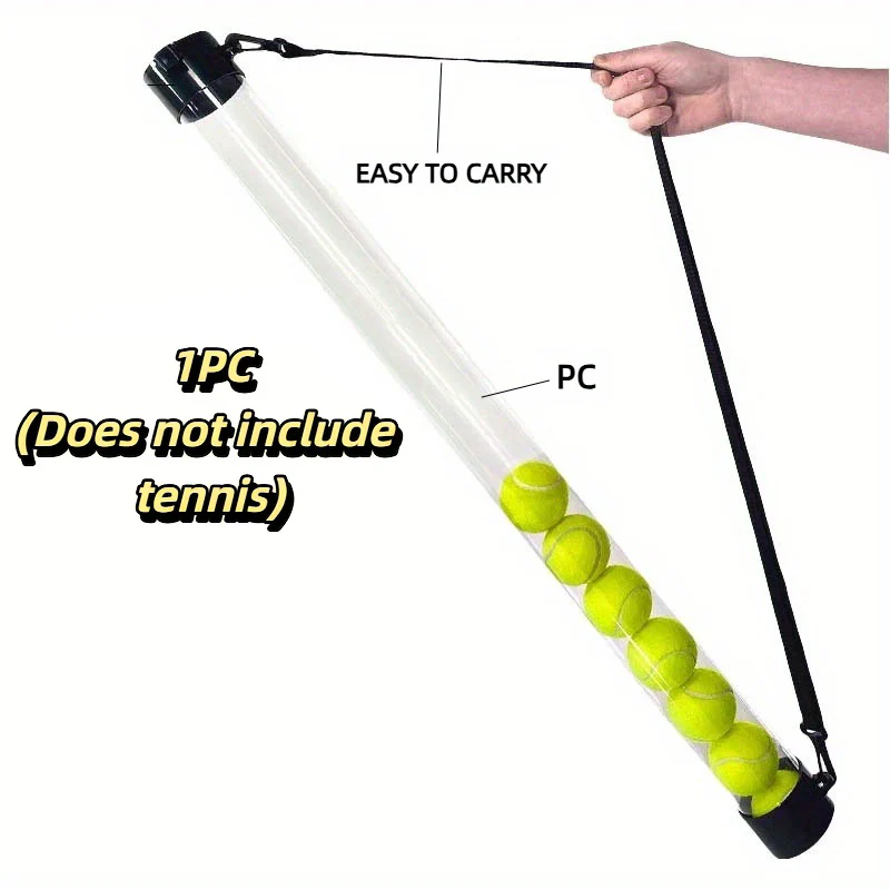 SPP Portable Tennis Ball Tube Pickup with Shoulder Strap Clear PC Material Holds 12/15/18 Balls Court & Home Use