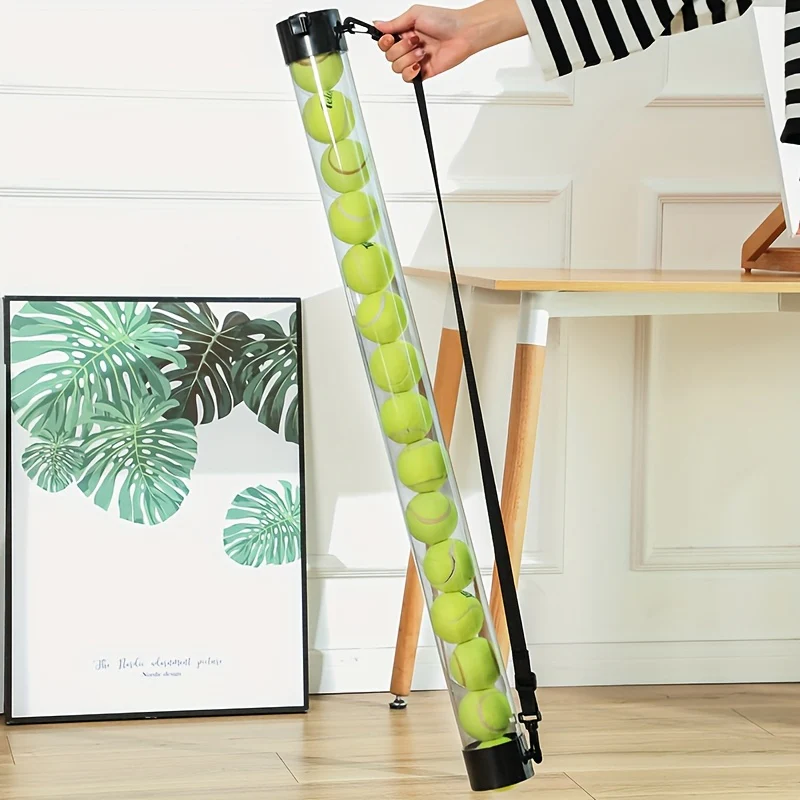 SPP Portable Tennis Ball Tube Pickup with Shoulder Strap Clear PC Material Holds 12/15/18 Balls Court & Home Use - Image 3