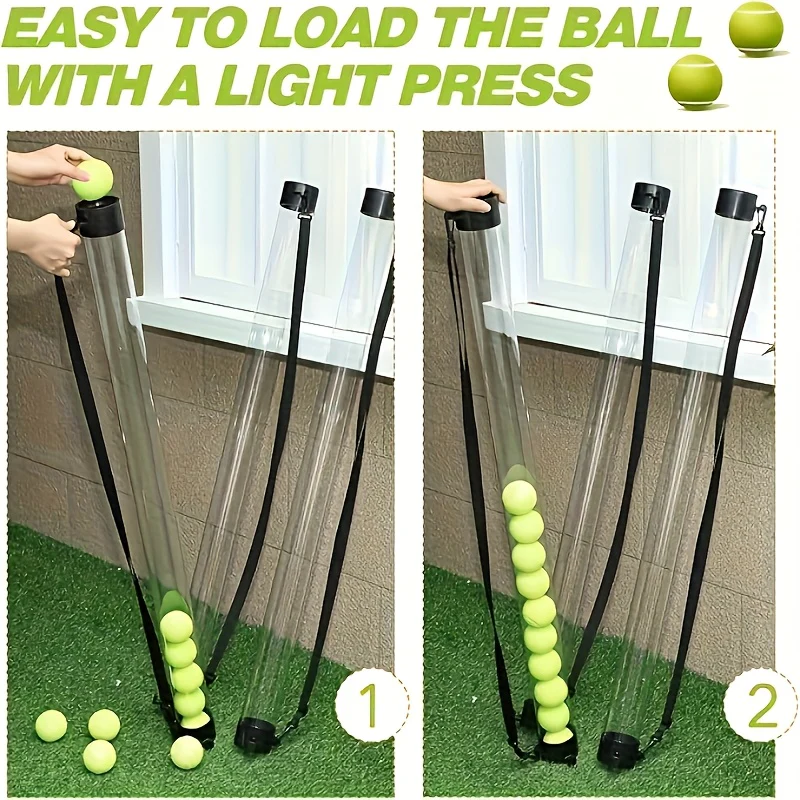 SPP Portable Tennis Ball Tube Pickup with Shoulder Strap Clear PC Material Holds 12/15/18 Balls Court & Home Use - Image 6