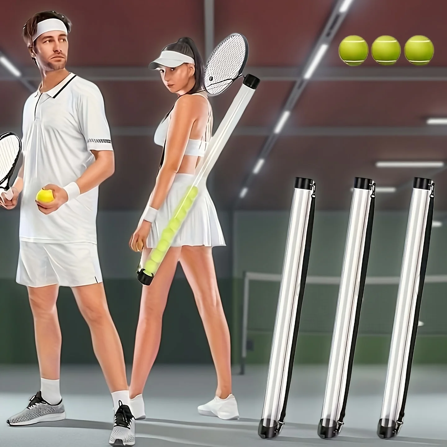 SPP Portable Tennis Ball Tube Pickup with Shoulder Strap Clear PC Material Holds 12/15/18 Balls Court & Home Use - Image 8