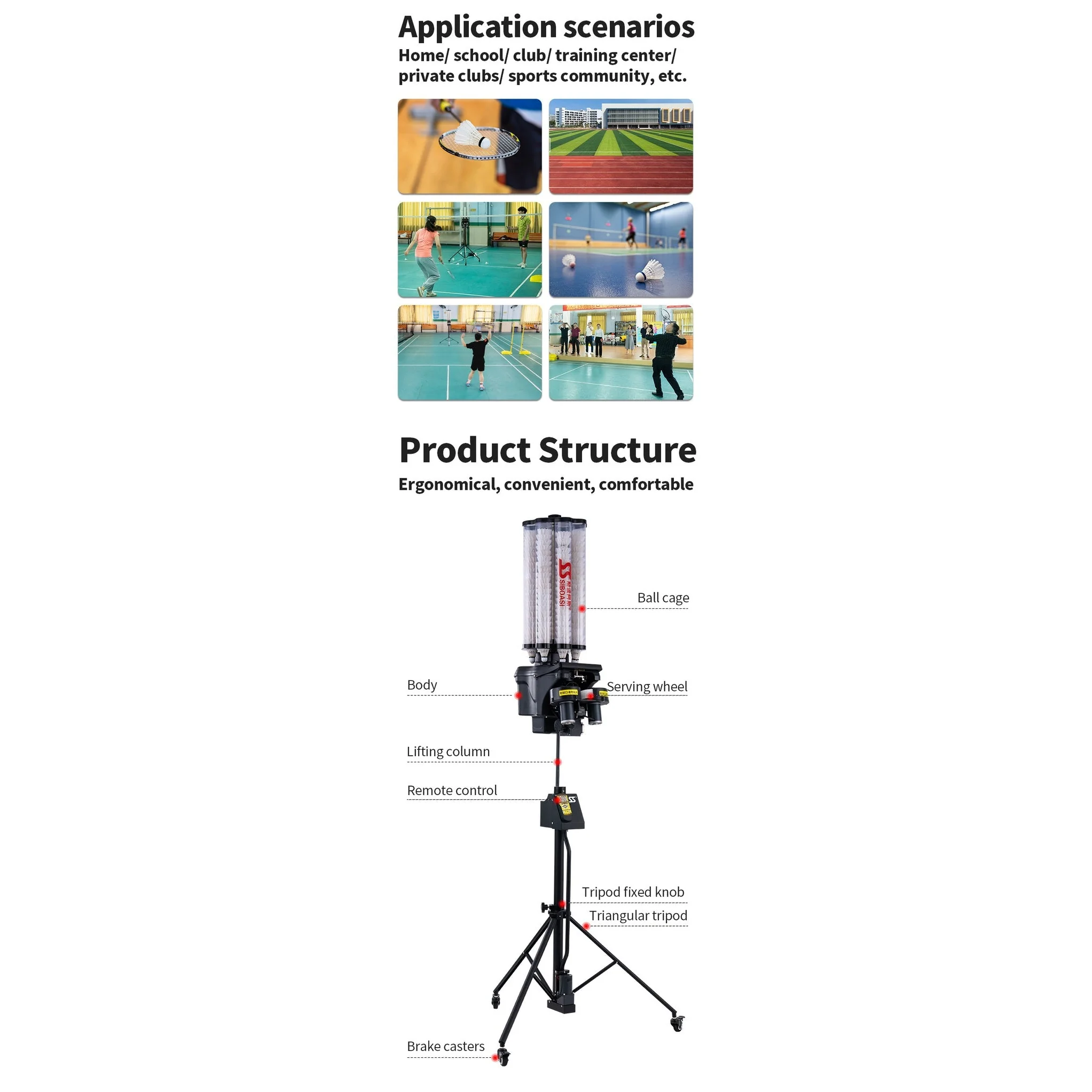 SIBOASI B2300A Badminton Machine (SKU SS-B2300A) - Image 3